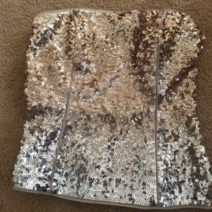 Gold sequin strapless party top